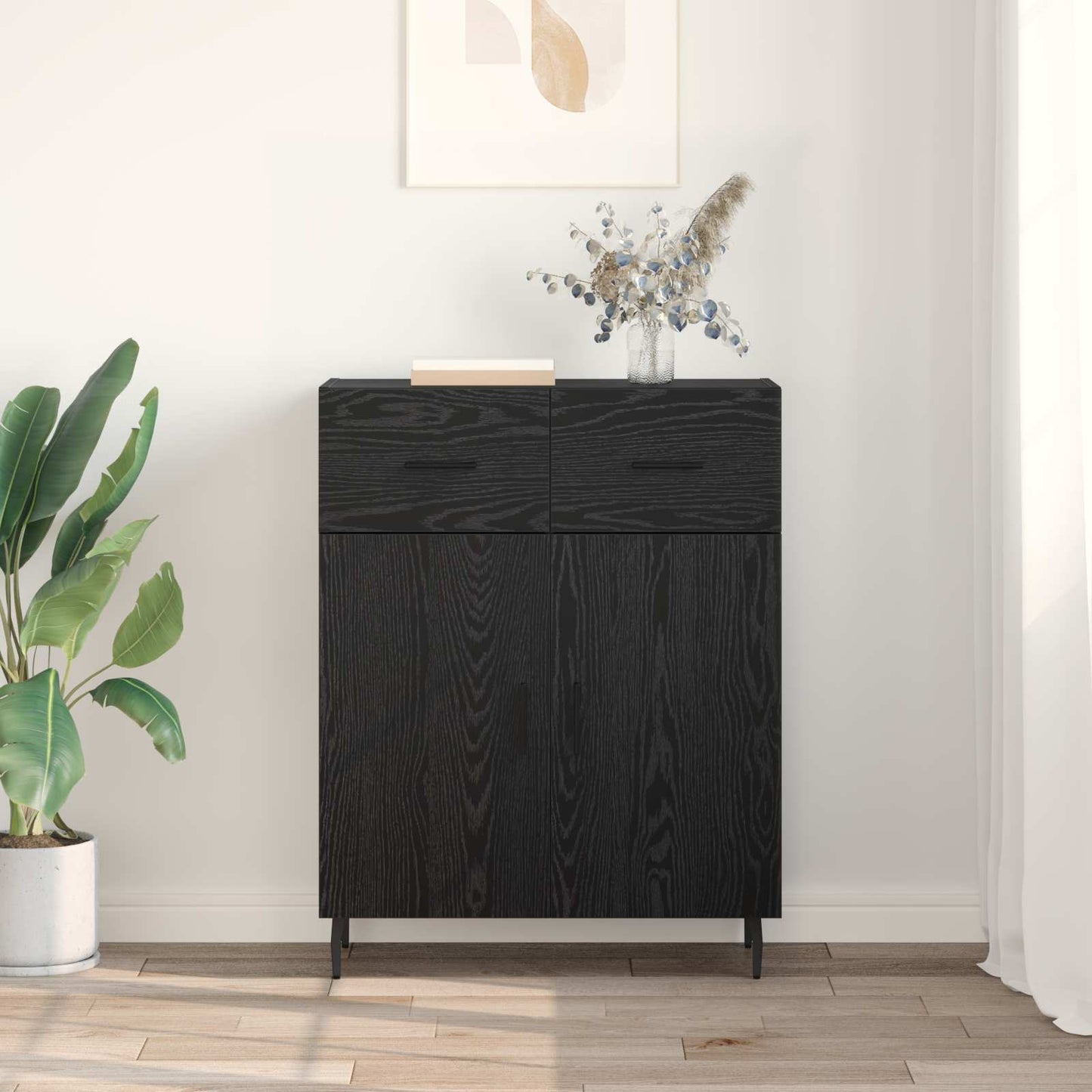 Sideboard Black Oak 69.5 x 34 x 90 cm Engineered Wood