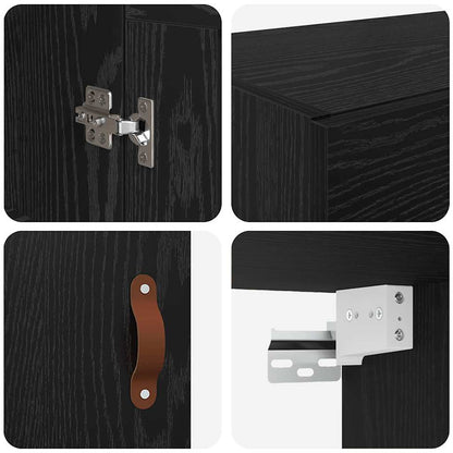 Wall Mounted Cabinet Black Oak 69.5 x 34 x 90 cm