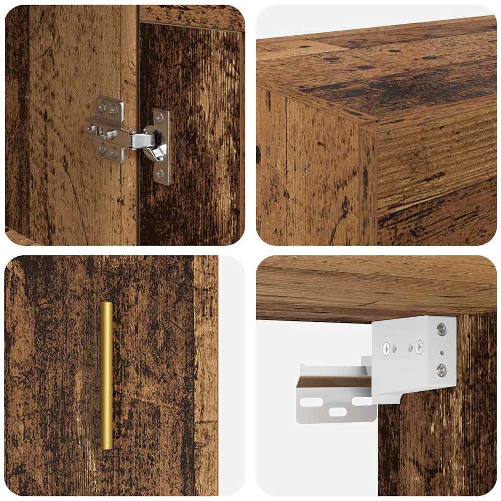 Wall Mounted Cabinet Old Wood 69.5 x 34 x 90 cm Engineered Wood