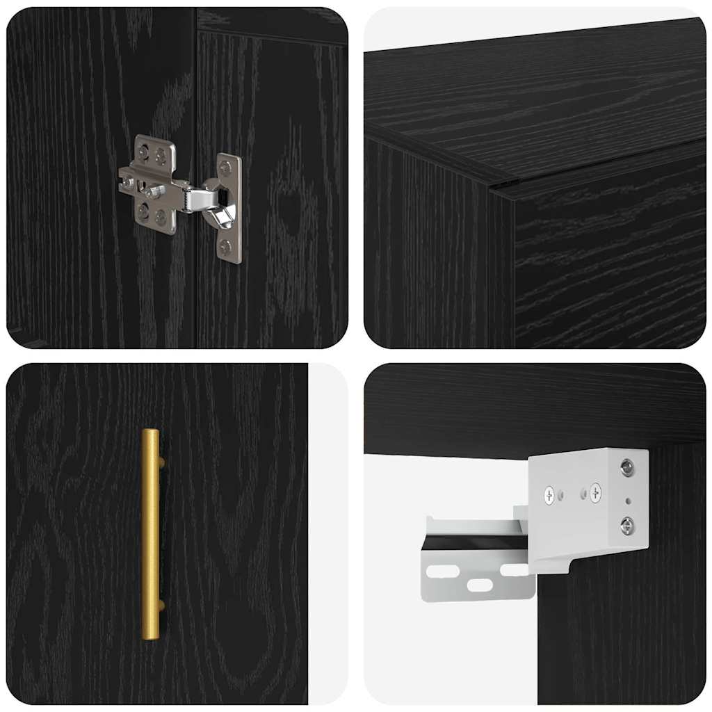 Wall Mounted Cabinet Black Oak 69.5 x 34 x 90 cm