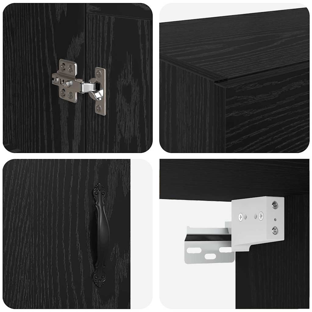 Wall Mounted Cabinet Black Oak 69.5 x 34 x 90 cm
