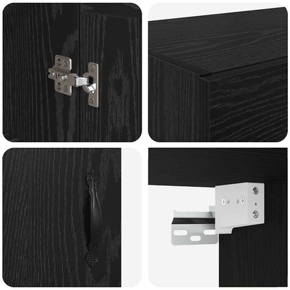 Wall Mounted Cabinet Black Oak 69.5 x 34 x 90 cm