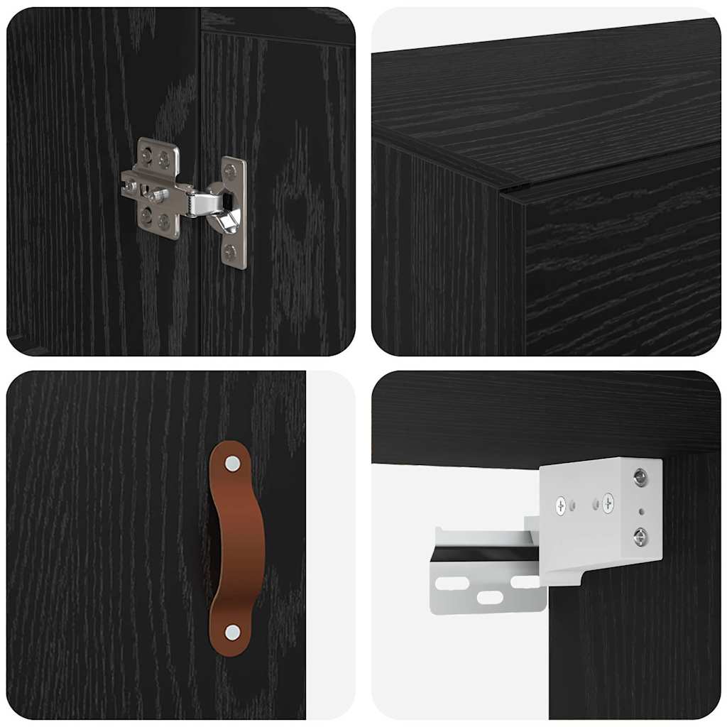 Wall Mounted Cabinet Black Oak 34.5 x 34 x 90 cm