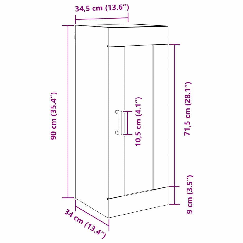 Wall Mounted Cabinet Old Wood 34.5 x 34 x 90 cm Engineered Wood
