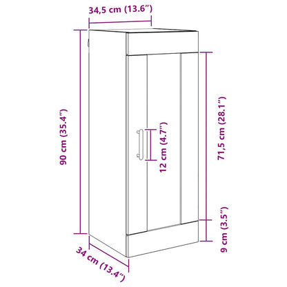 Wall Mounted Cabinet Black Oak 34.5 x 34 x 90 cm