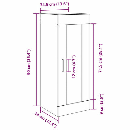 Wall Mounted Cabinet Black Oak 34.5 x 34 x 90 cm