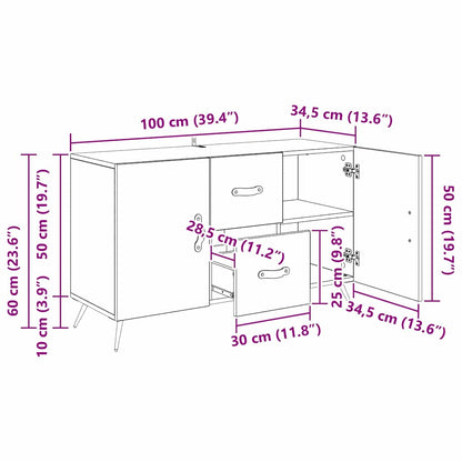 Sideboard Artisan Oak 100 x 36 x 60 cm Engineered Wood
