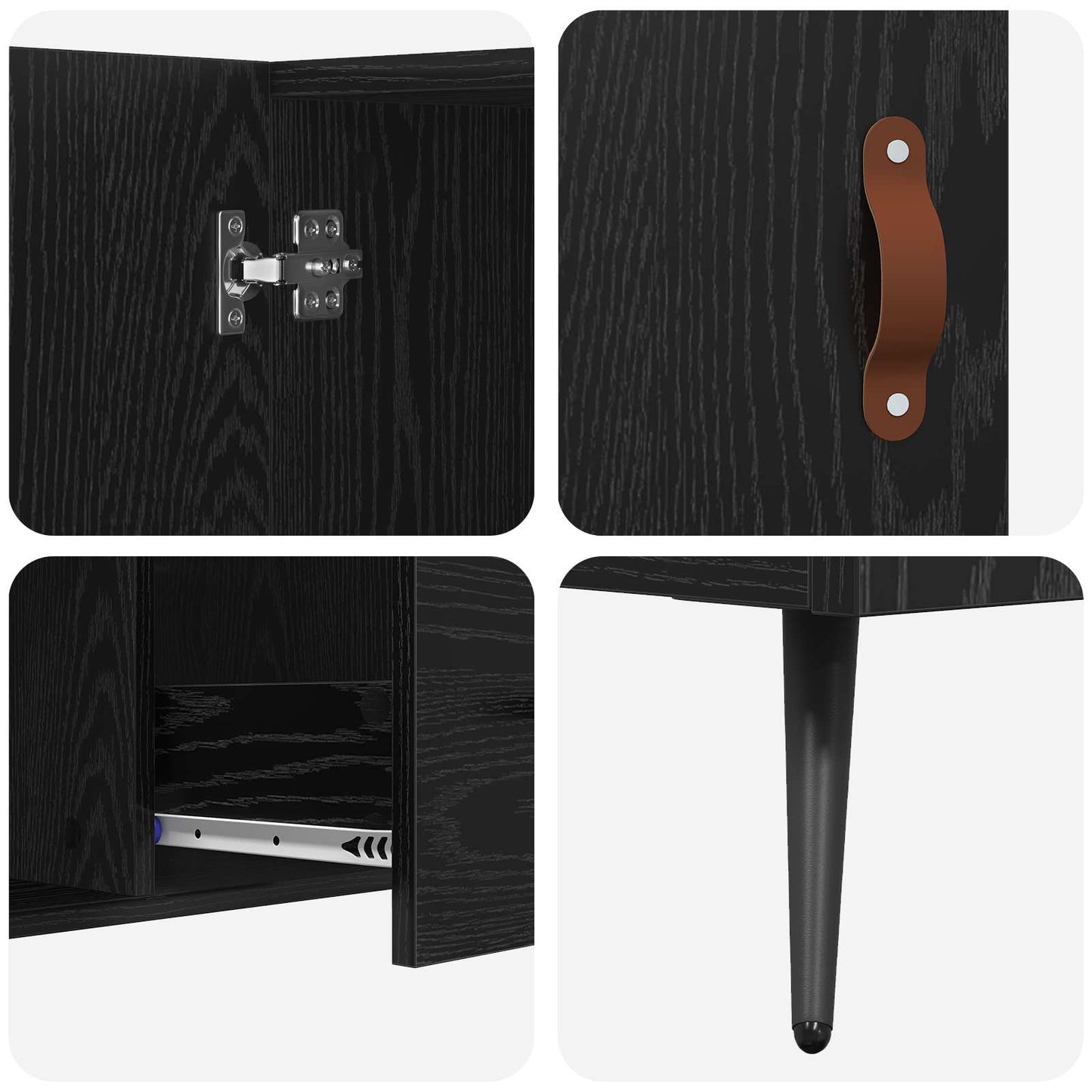 Sideboard Black Oak 100 x 36 x 60 cm Engineered Wood