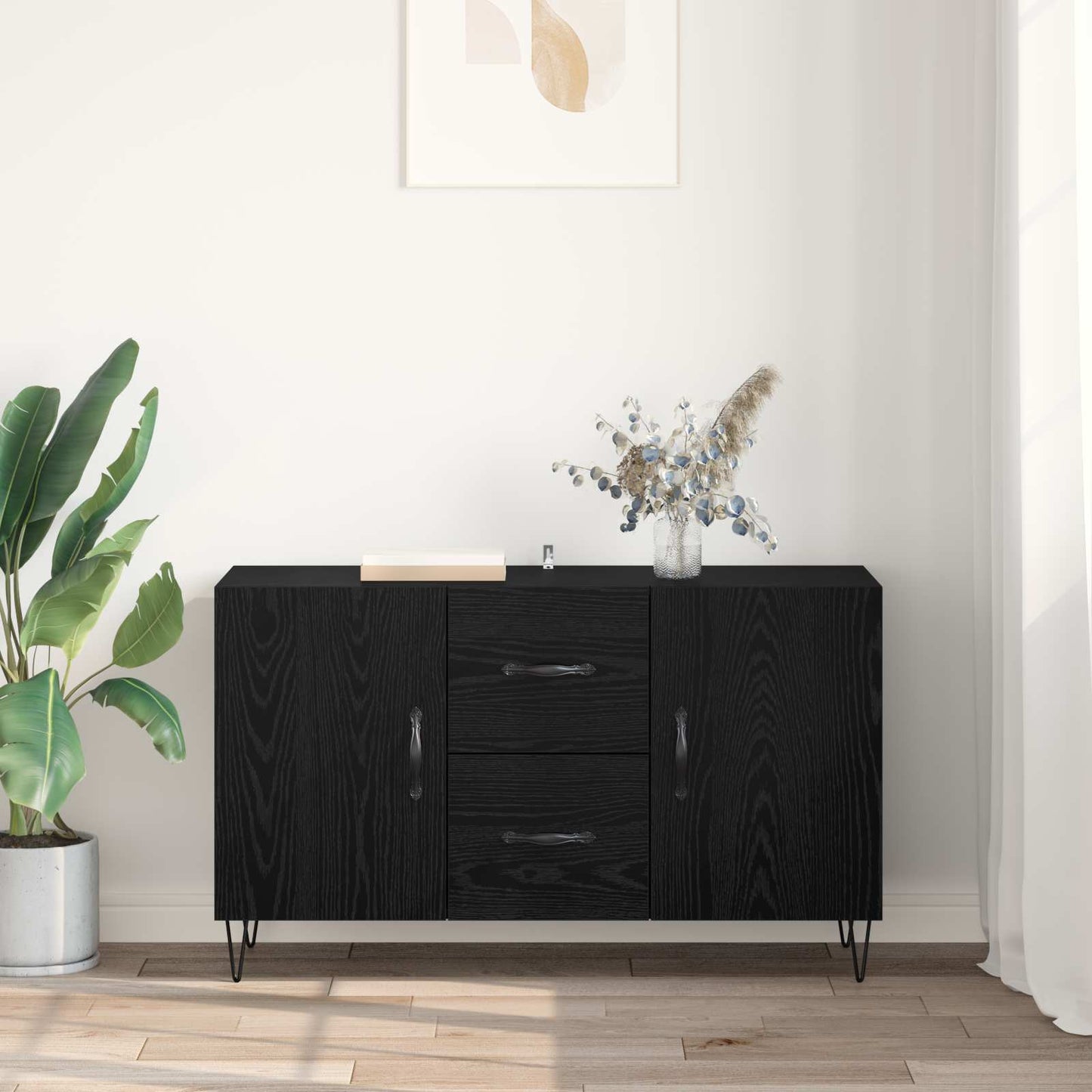 Sideboard Black Oak 100 x 36 x 60 cm Engineered Wood