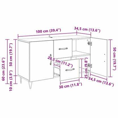 Sideboard Black Oak 100 x 36 x 60 cm Engineered Wood