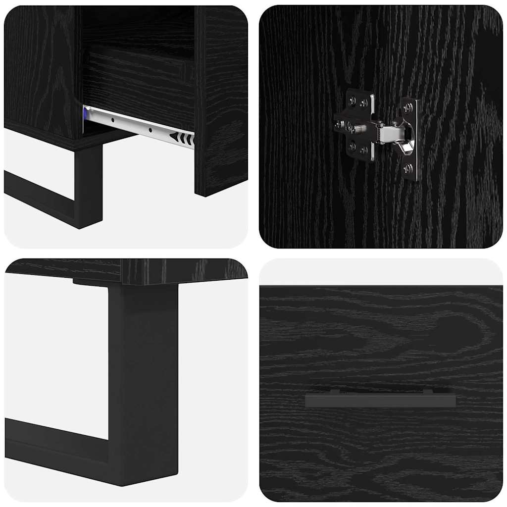 Highboard Black Oak 69.5 x 30 x 115 cm Engineered Wood