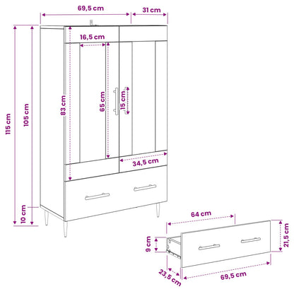 Highboard with Drawer Artisan Oak 69.5 x 31 x 115 cm