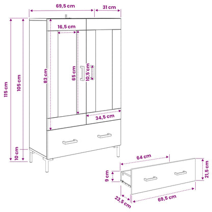 Highboard Black Oak 69.5 x 31 x 115 cm Engineered Wood