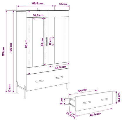 Highboard Corona Artisan Oak 69.5 x 31 x 115 cm Engineered Wood