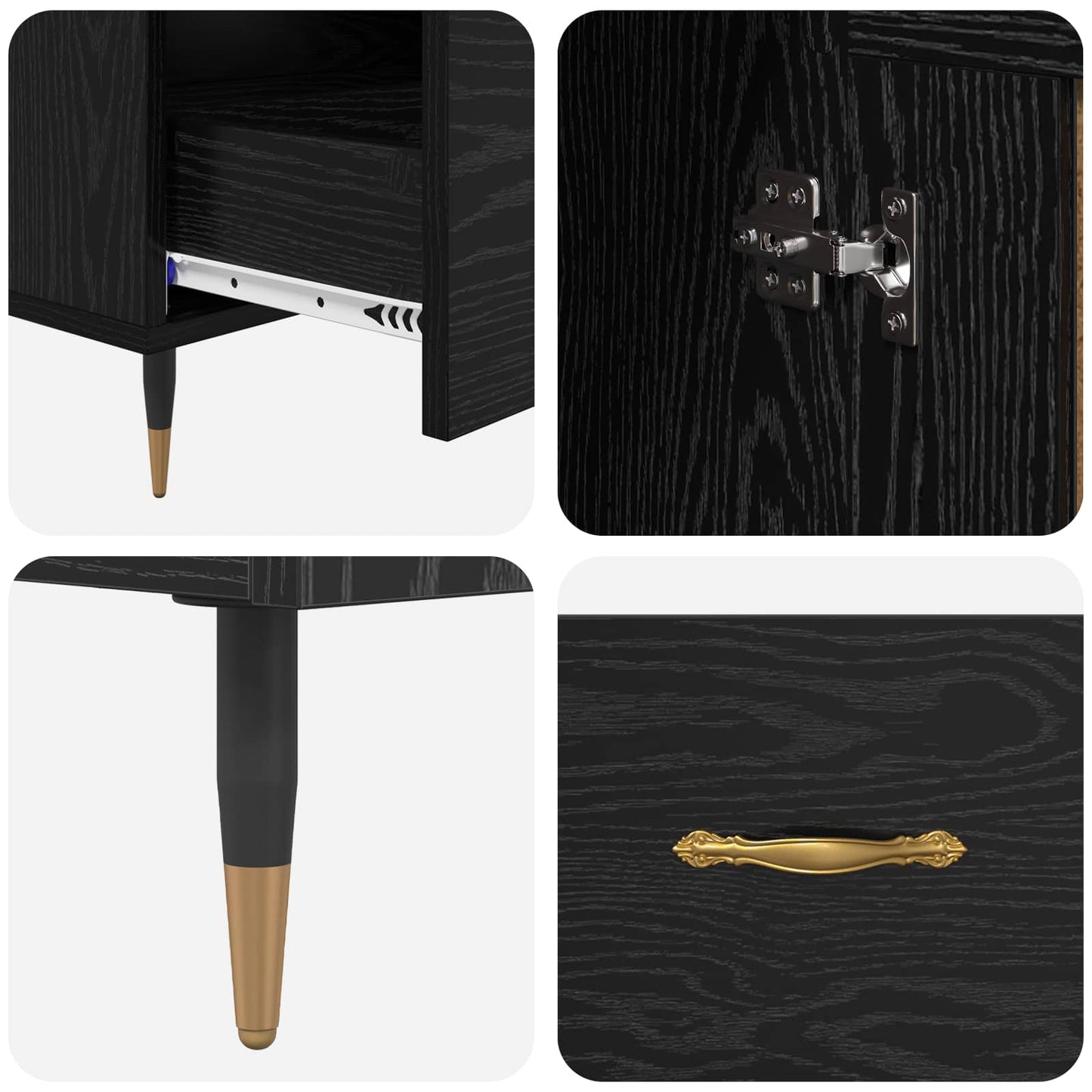 Highboard Black Oak 69.5 x 31 x 115 cm Engineered Wood