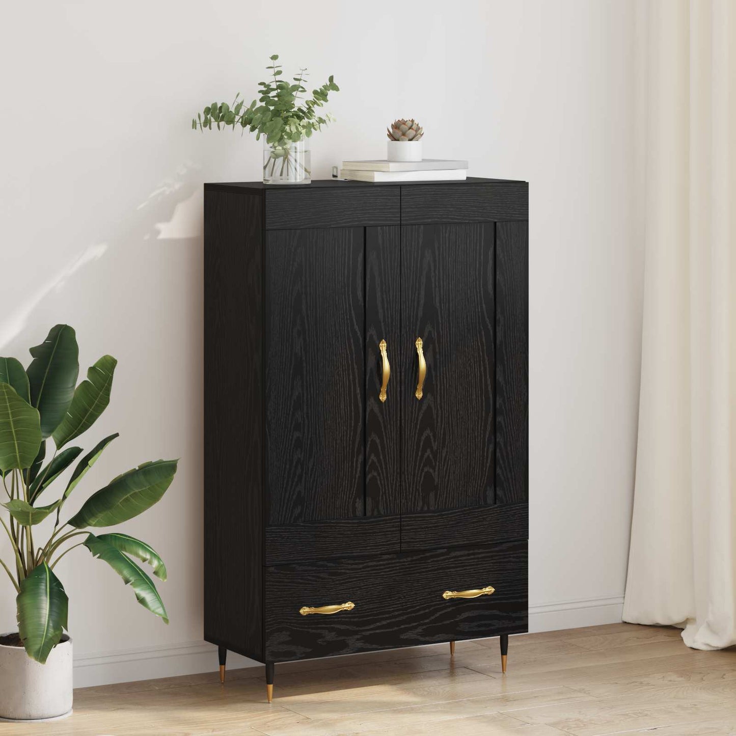 Highboard Black Oak 69.5 x 31 x 115 cm Engineered Wood