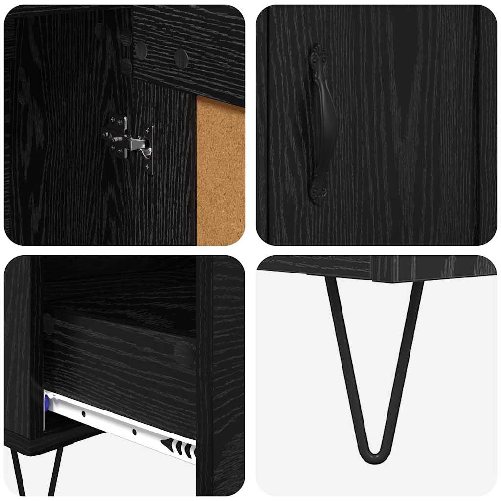 Highboard Black Oak 69.5 x 31 x 115 cm Engineered Wood