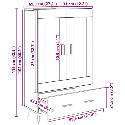 Highboard Old Wood 69.5 x 31 x 115 cm Engineered Wood