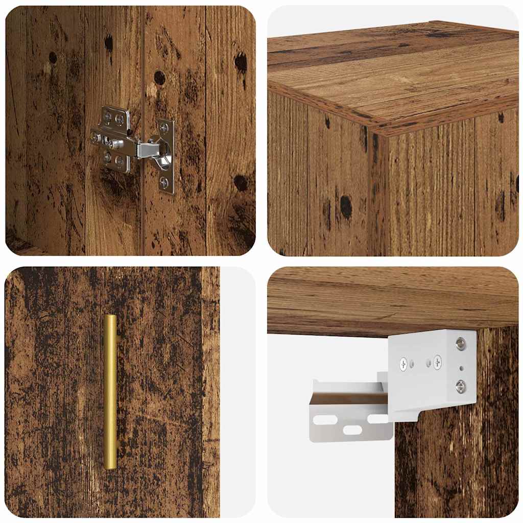 Wall Mounted Cabinet Old Wood 34.5 x 34 x 90 cm Engineered Wood