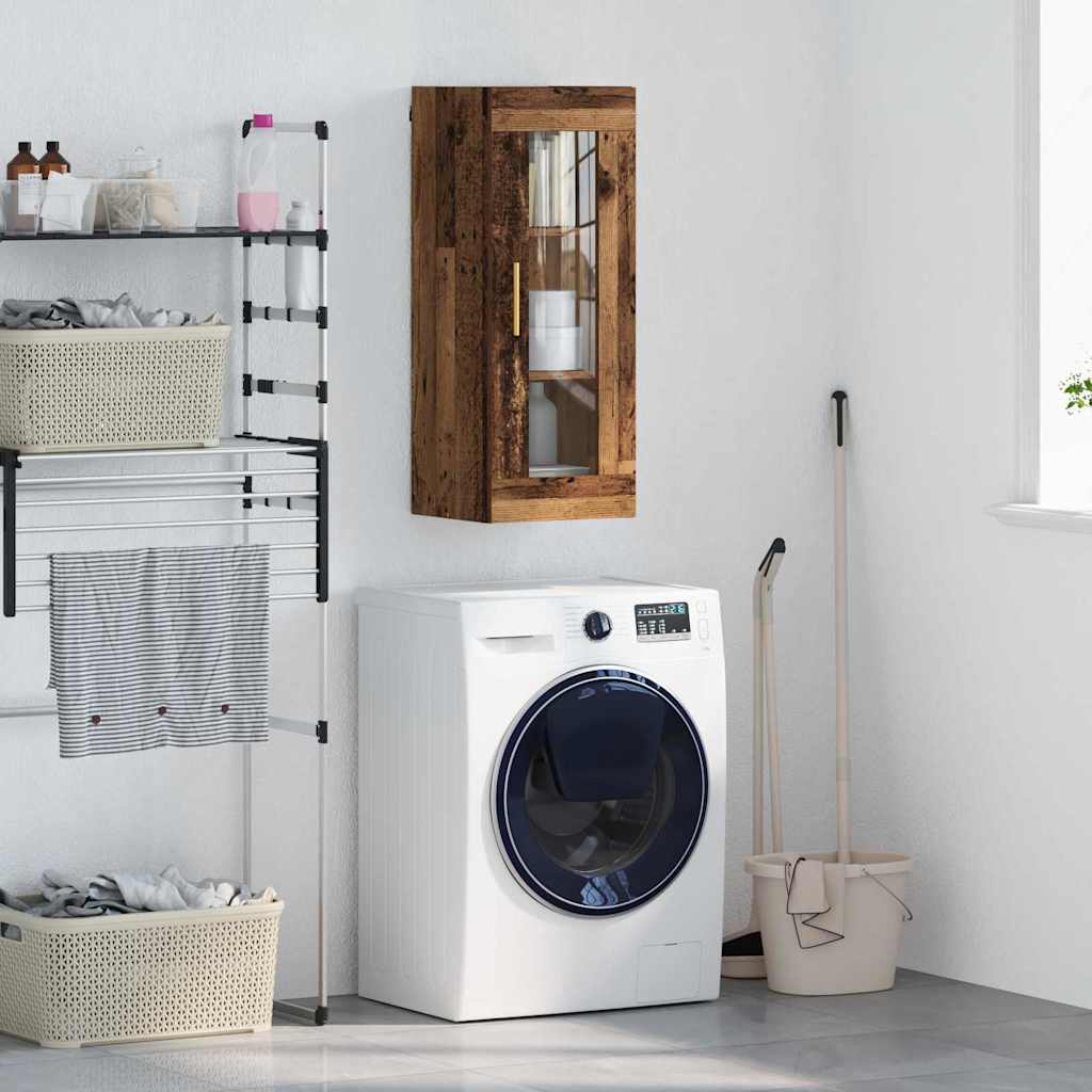 Wall Mounted Cabinet Old Wood 34.5 x 34 x 90 cm