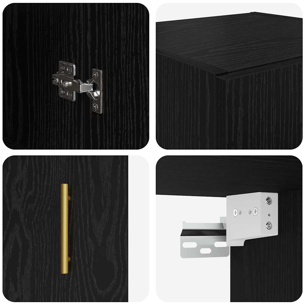 Wall Mounted Cabinet Black Oak 34.5 x 34 x 90 cm