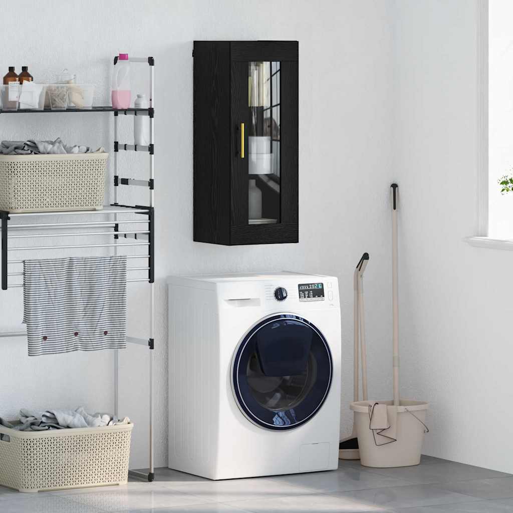 Wall Mounted Cabinet Black Oak 34.5 x 34 x 90 cm
