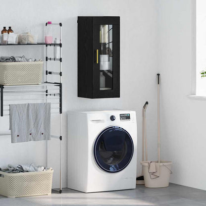 Wall Mounted Cabinet Black Oak 34.5 x 34 x 90 cm