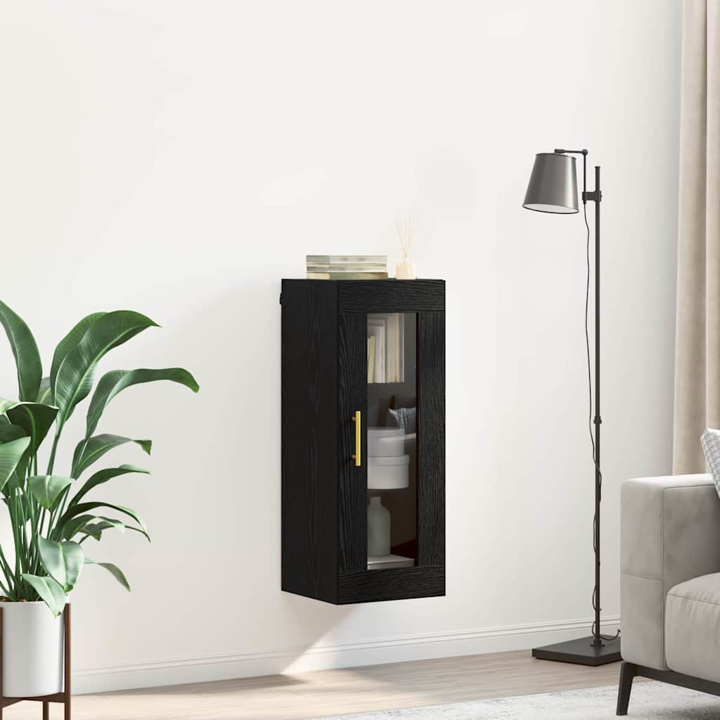 Wall Mounted Cabinet Black Oak 34.5 x 34 x 90 cm