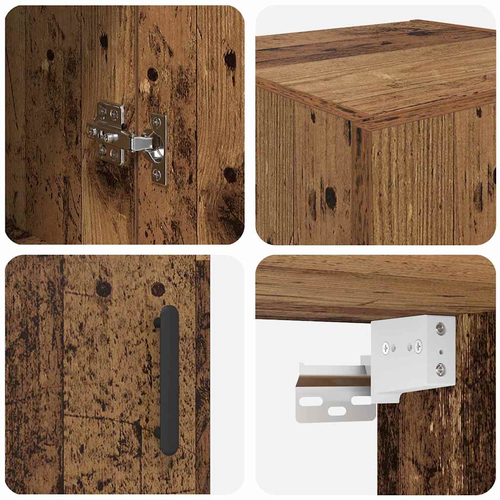 Wall Mounted Cabinet Old Wood 34.5 x 34 x 90 cm