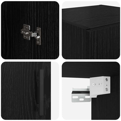 Wall Mounted Cabinet Black Oak 34.5 x 34 x 90 cm