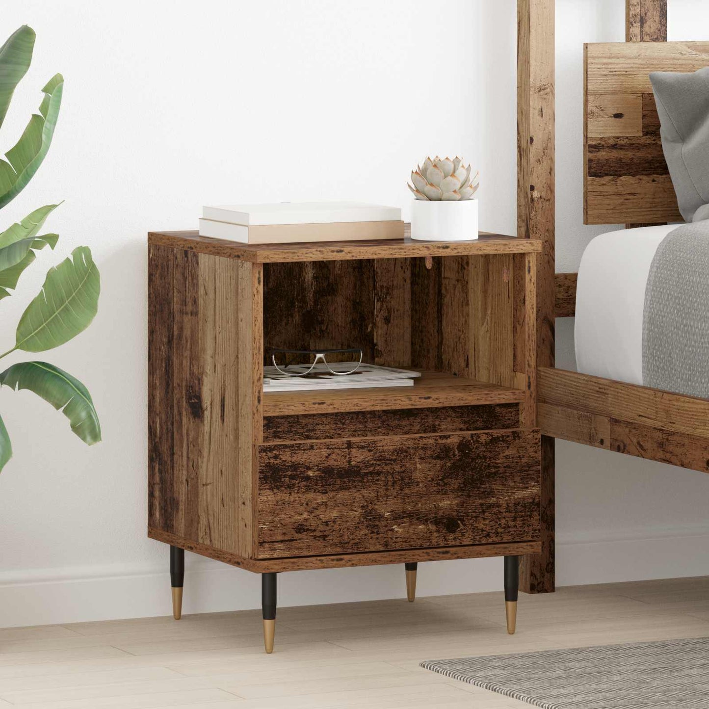 Bedside Cabinet Old Wood 40 x 35 x 50 cm Engineered Wood