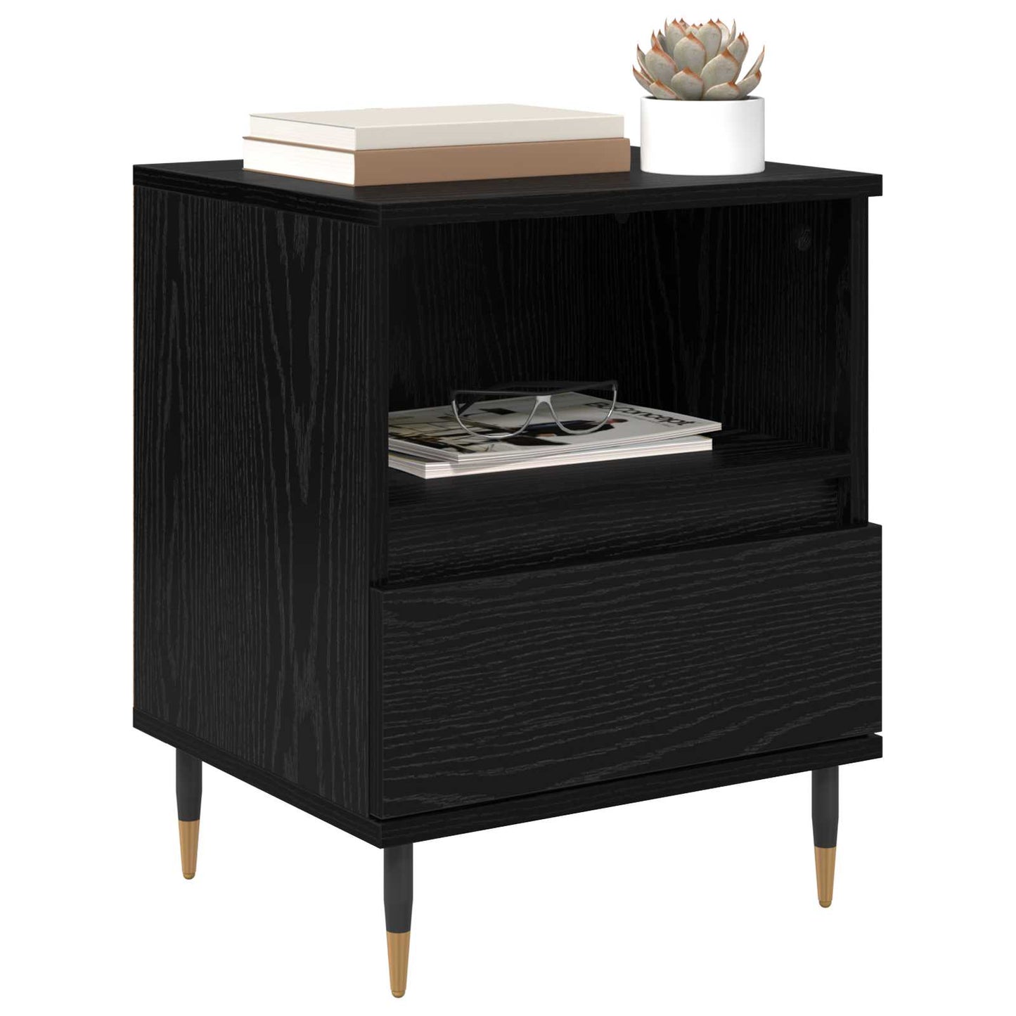 Bedside Cabinet Black Oak 40 x 35 x 50 cm Engineered Wood