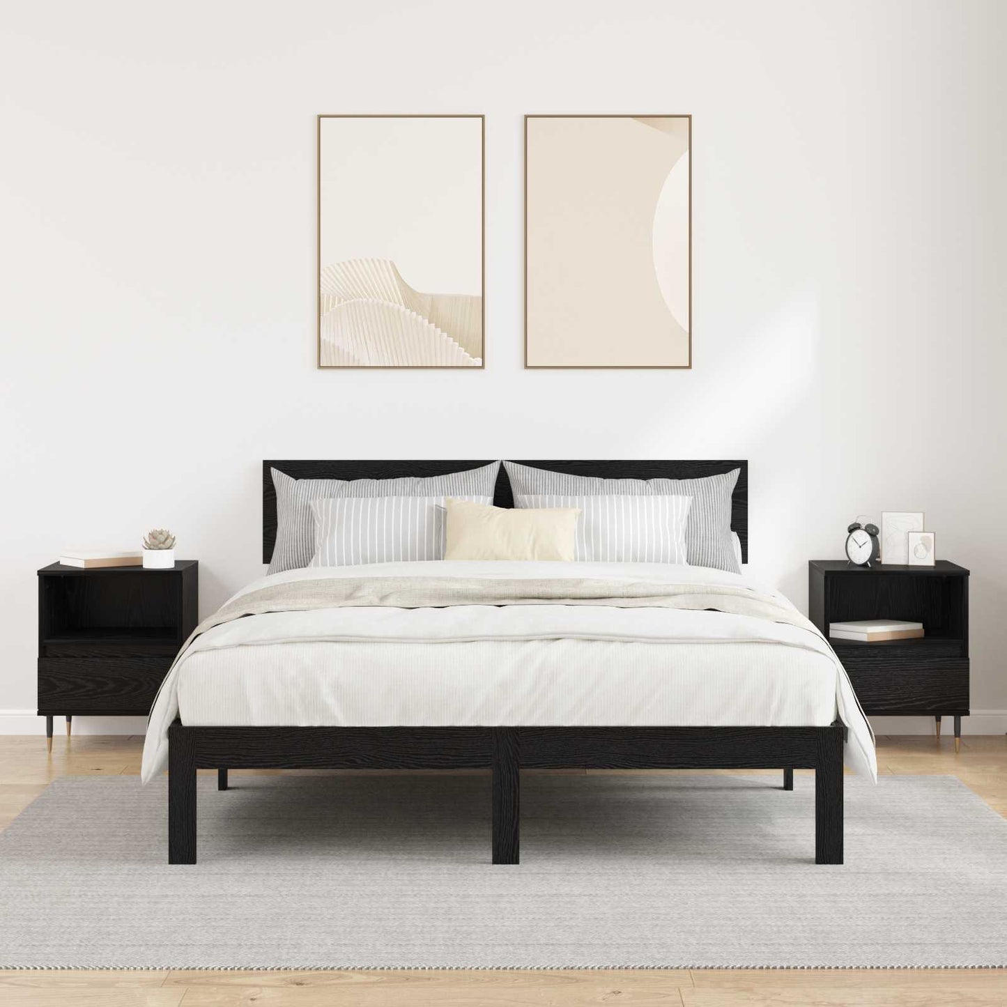 Bedside Cabinet 2 pcs Black Oak 40 x 35 x 50 cm Engineered Wood