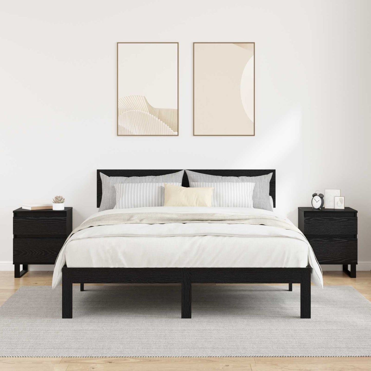 Bedside Cabinet 2 pcs Black Oak 40 x 35 x 50 cm Engineered Wood