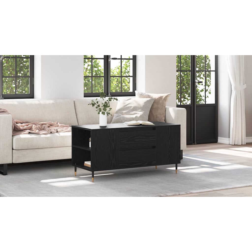 Coffee Table Black Oak 102 x 44.5 x 50 cm Engineered Wood