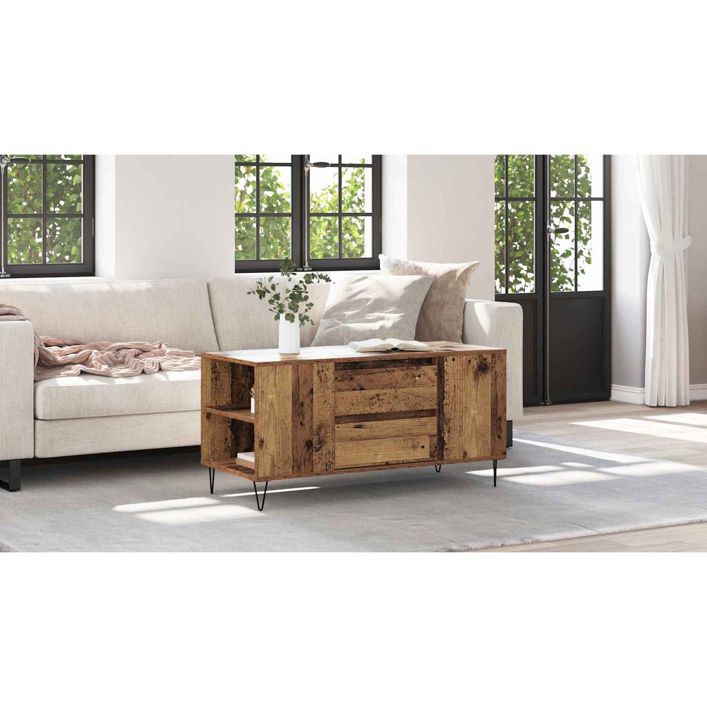Coffee Table Old Wood 102 x 44.5 x 50 cm Engineered Wood