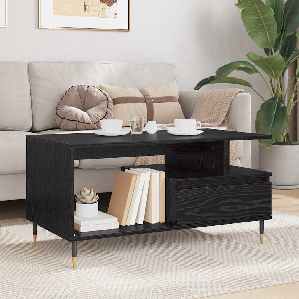 Coffee Table Black Oak 90 x 49 x 45 cm Engineered Wood