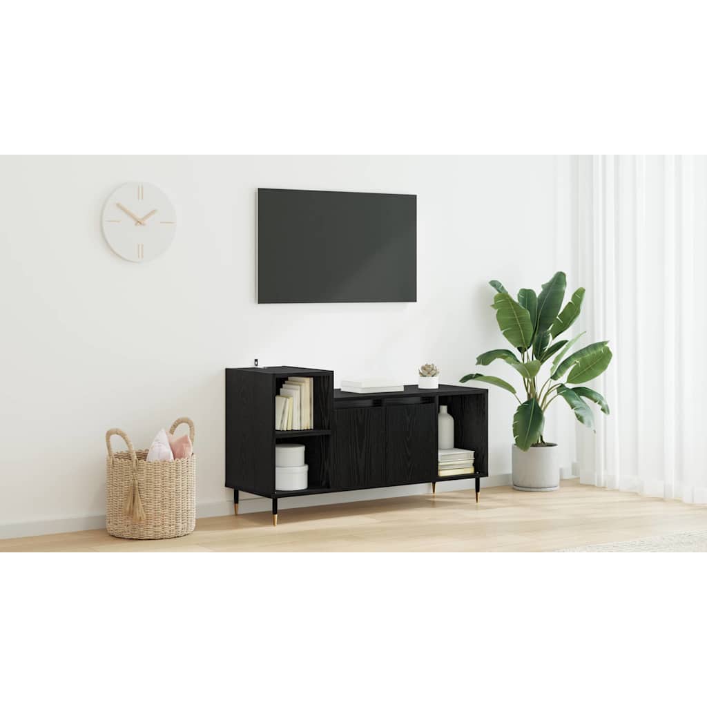 TV Cabinet Black Oak 100 x 35 x 55 cm Engineered Wood