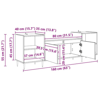 TV Cabinet Black Oak 160 x 35 x 55 cm Engineered Wood