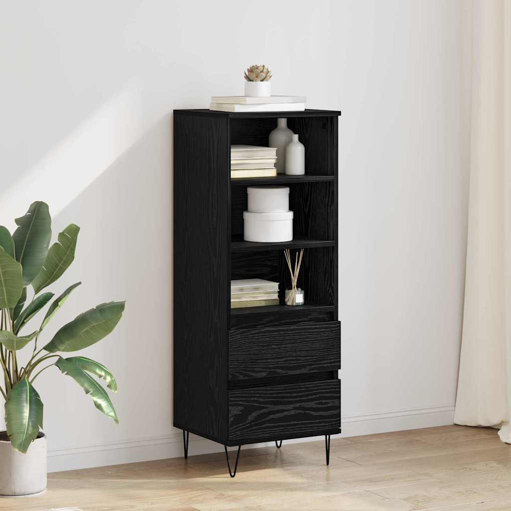Highboard Black Oak 40 x 36 x 110 cm Engineered Wood