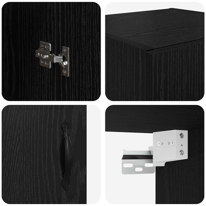 Wall Mounted Cabinet Black Oak 34.5 x 34 x 90 cm