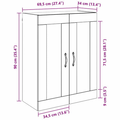 Wall Mounted Cabinet Old Wood 69.5 x 34 x 90 cm Engineered Wood