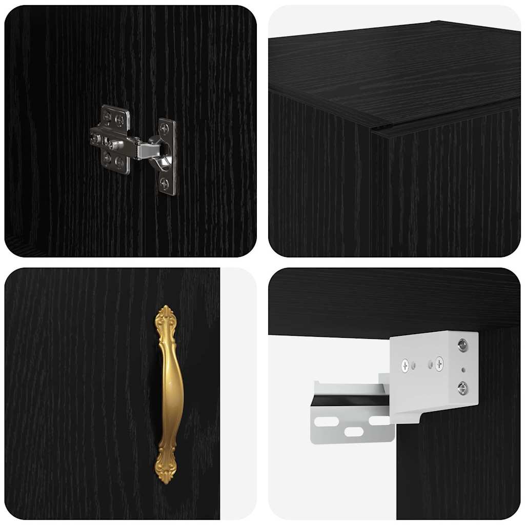 Wall Mounted Cabinet Black Oak 69.5 x 34 x 90 cm