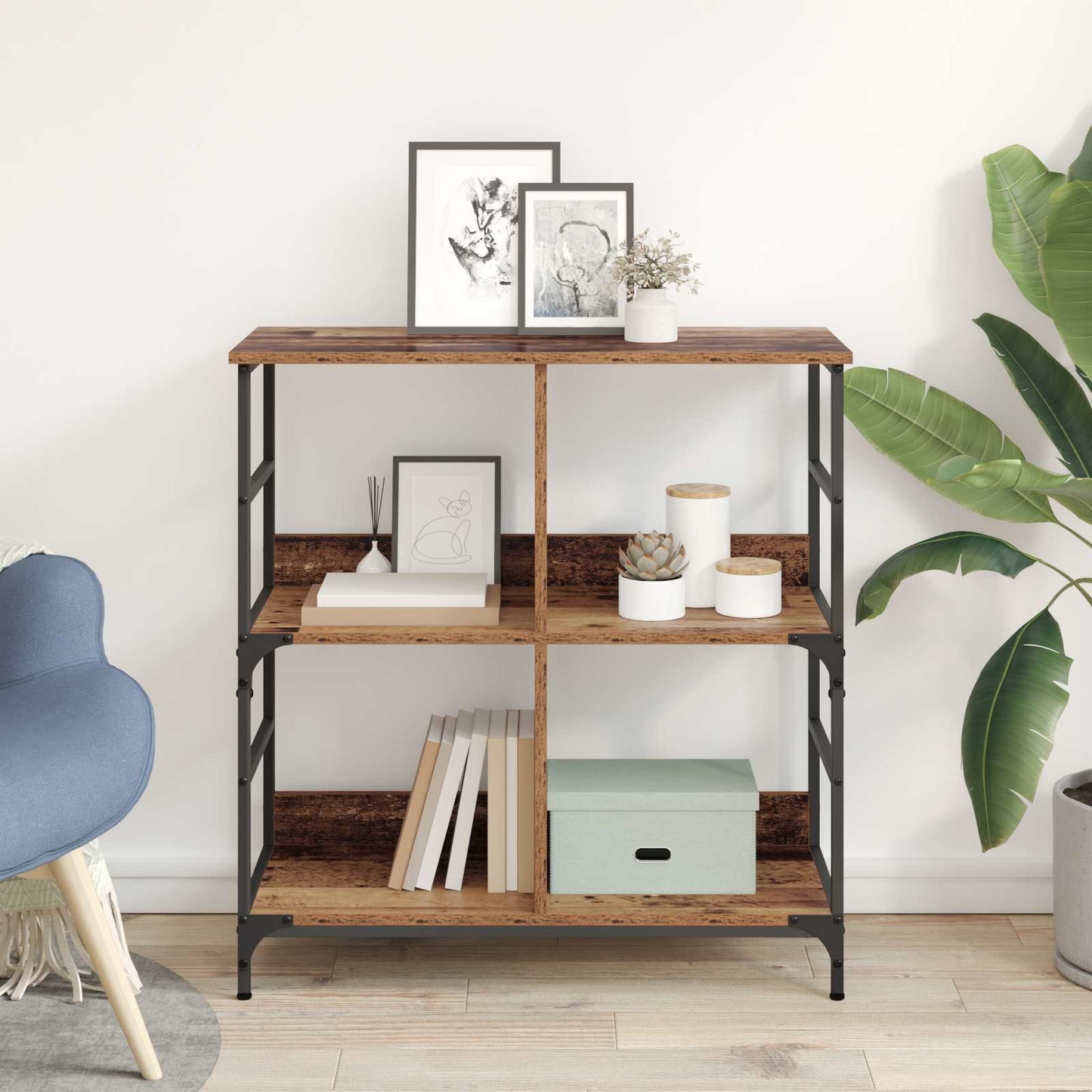 Bookshelf 4-Tier Engineered Wood Old wood