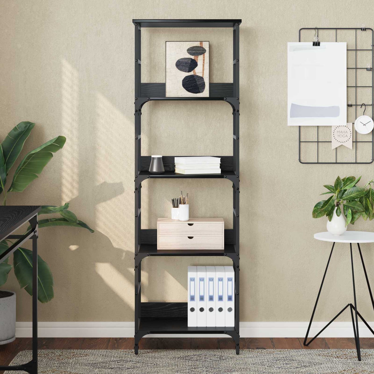 Bookshelf 4-Tier 50x33x153cm Engineered Wood Black Oak