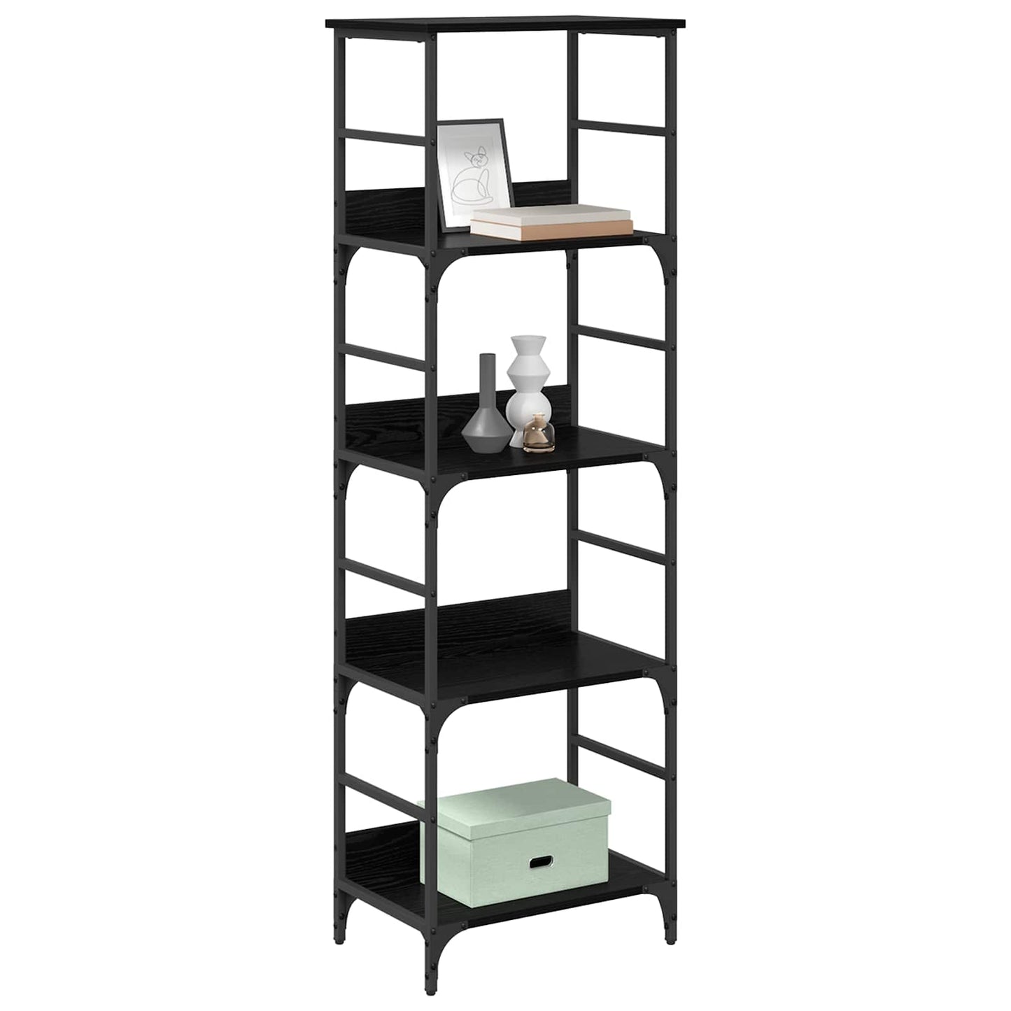 Bookshelf 4-Tier 50x33x153cm Engineered Wood Black Oak