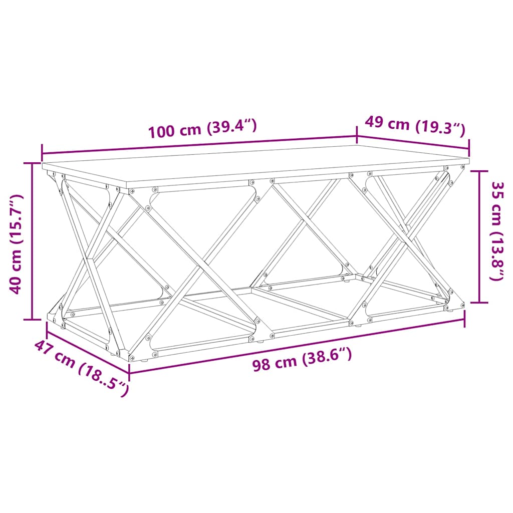 Coffee Table Black Oak 100 x 49 x 40 cm Engineered Wood