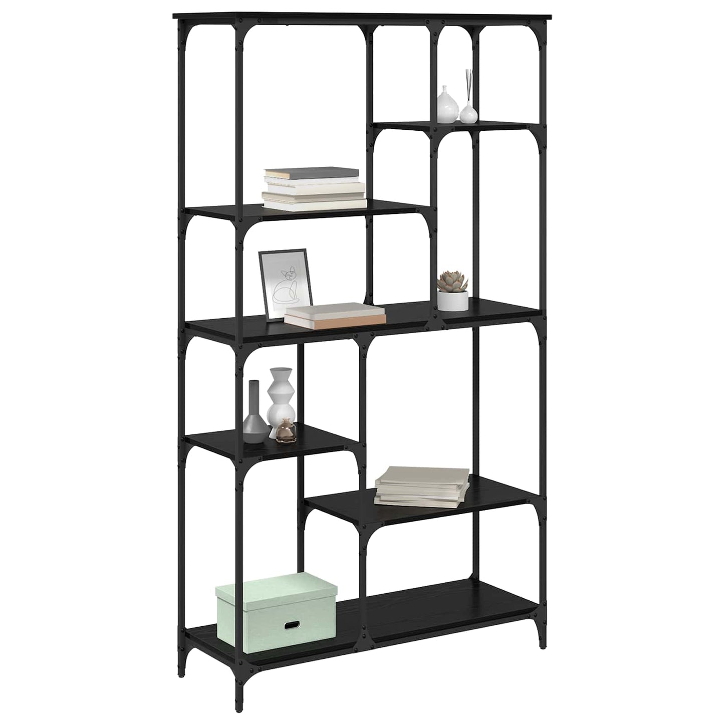 Bookshelf 5-Tier 99 x 35.5 x 176 cm Engineered Wood Black Oak