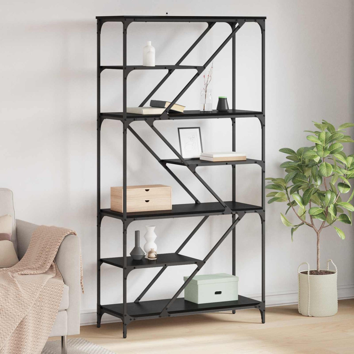 Bookshelf Black Oak 91 x 36 x 176 cm Engineered Wood