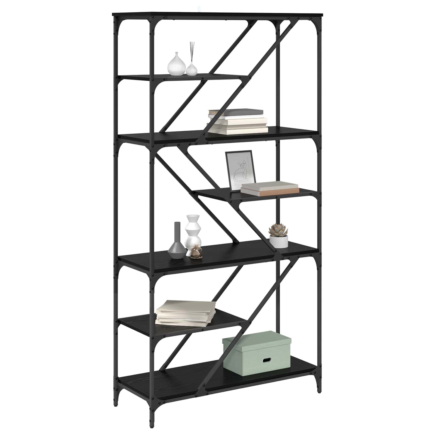 Bookshelf Black Oak 91 x 36 x 176 cm Engineered Wood